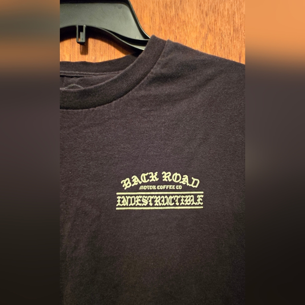 Indestructible Bck Road Black Men's Short Sleeve Tee SzL - Picture 2 of 5